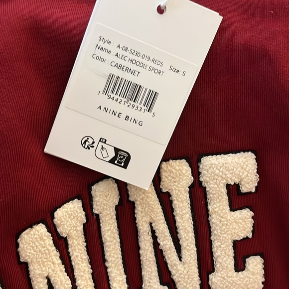 NWT Anine Bing Alec Sport Maroon Hoodie - Small - Picture 5 of 8